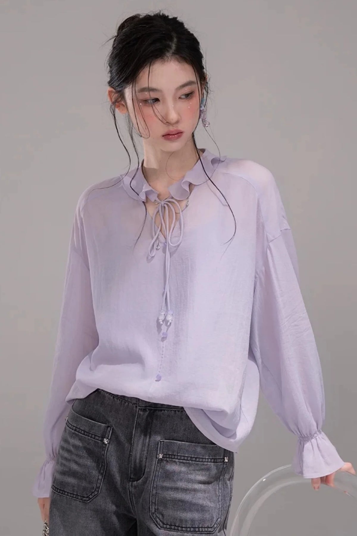 Acetate Deep Purple Blouse Set