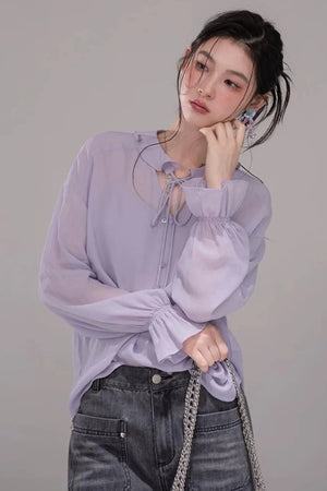Acetate Deep Purple Blouse Set