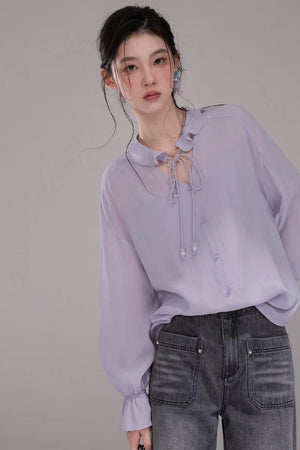 Acetate Deep Purple Blouse Set