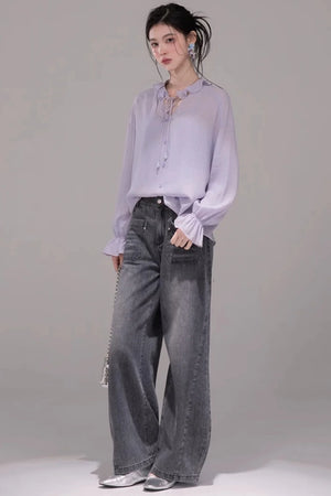 Acetate Deep Purple Blouse Set