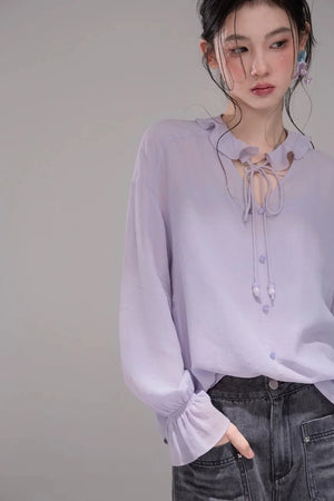 Acetate Deep Purple Blouse Set
