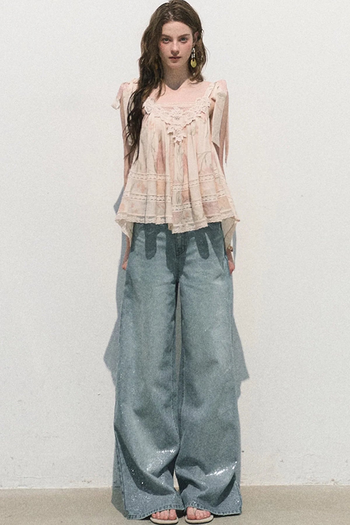 Acetate Linen Backless Camisole Set-Up
