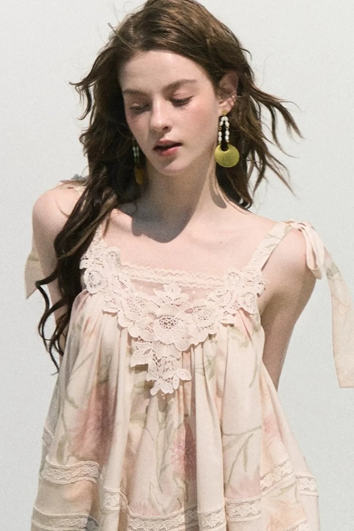 Acetate Linen Backless Camisole Set-Up