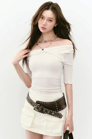 Acetate Off-Shoulder Top