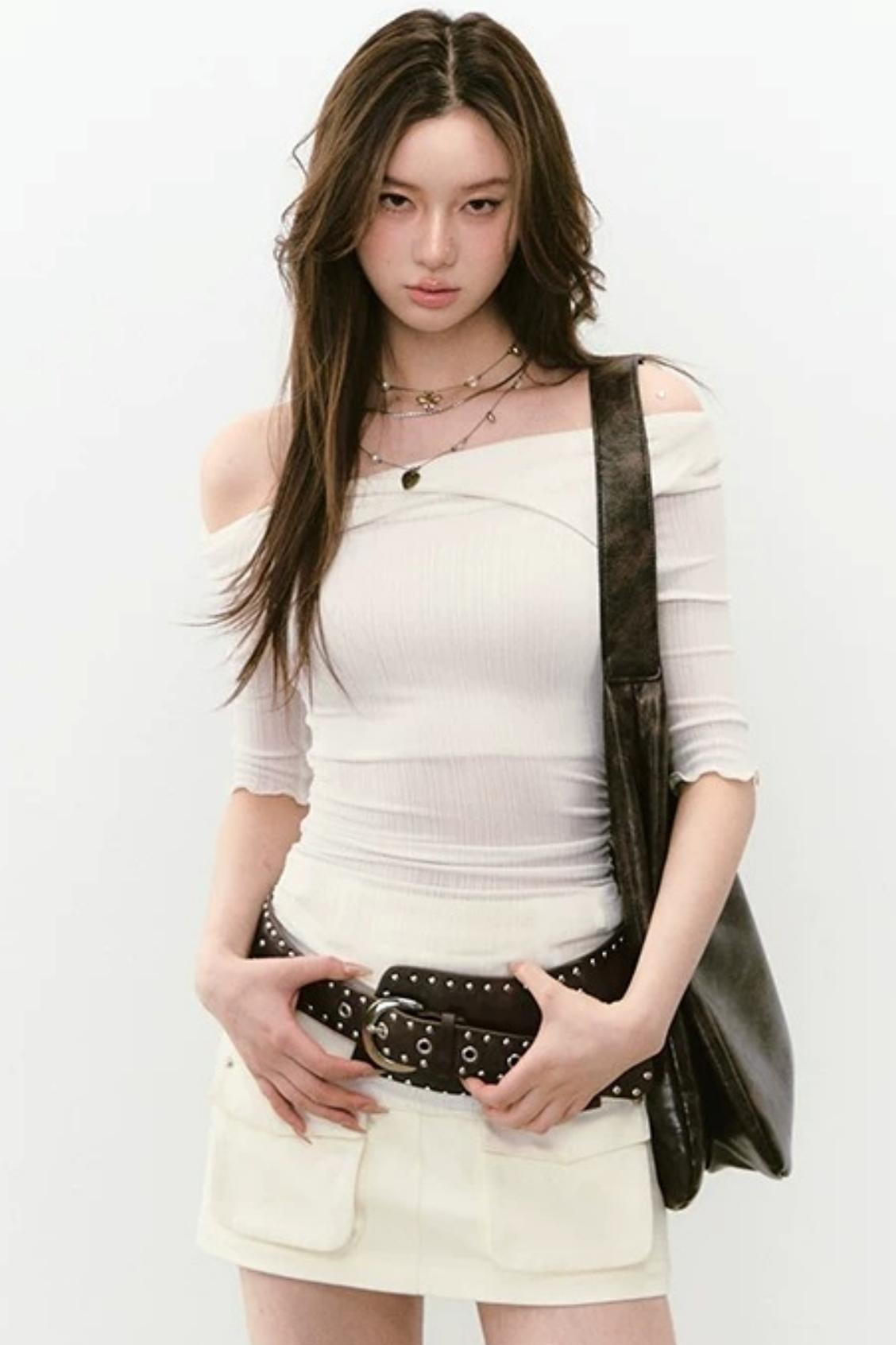 Acetate Off-Shoulder Top