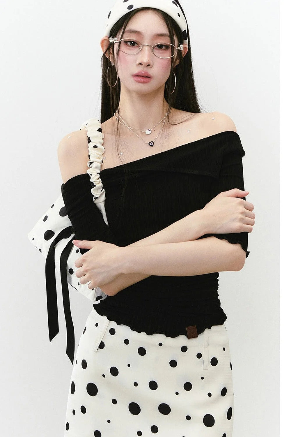 Acetate Off-Shoulder Top