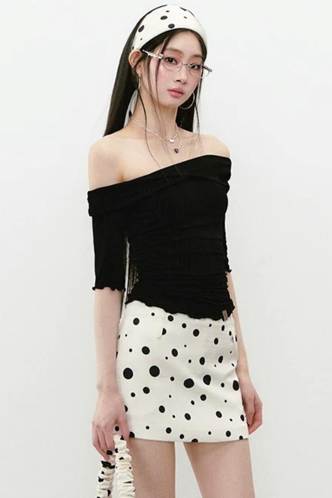 Acetate Off-Shoulder Top