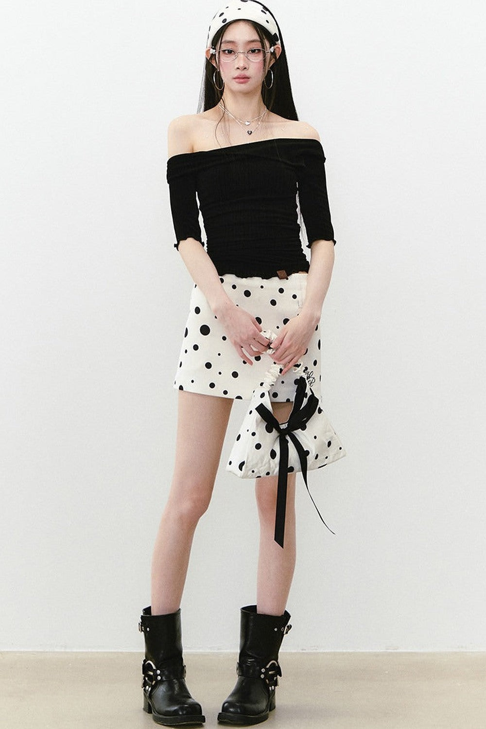 Acetate Off-Shoulder Top