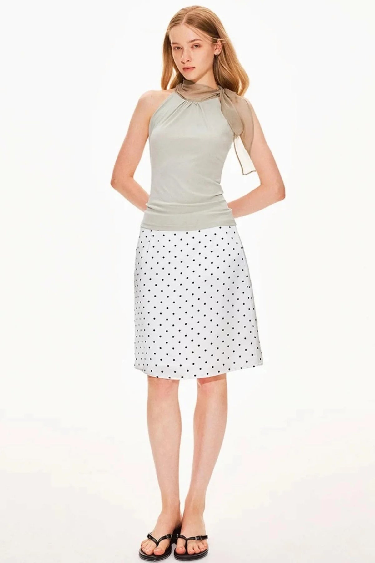Acetate Satin Polka Dot Skirt