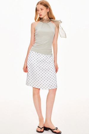 Acetate Satin Polka Dot Skirt