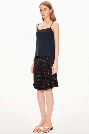 Acetate Satin Polka Dot Skirt