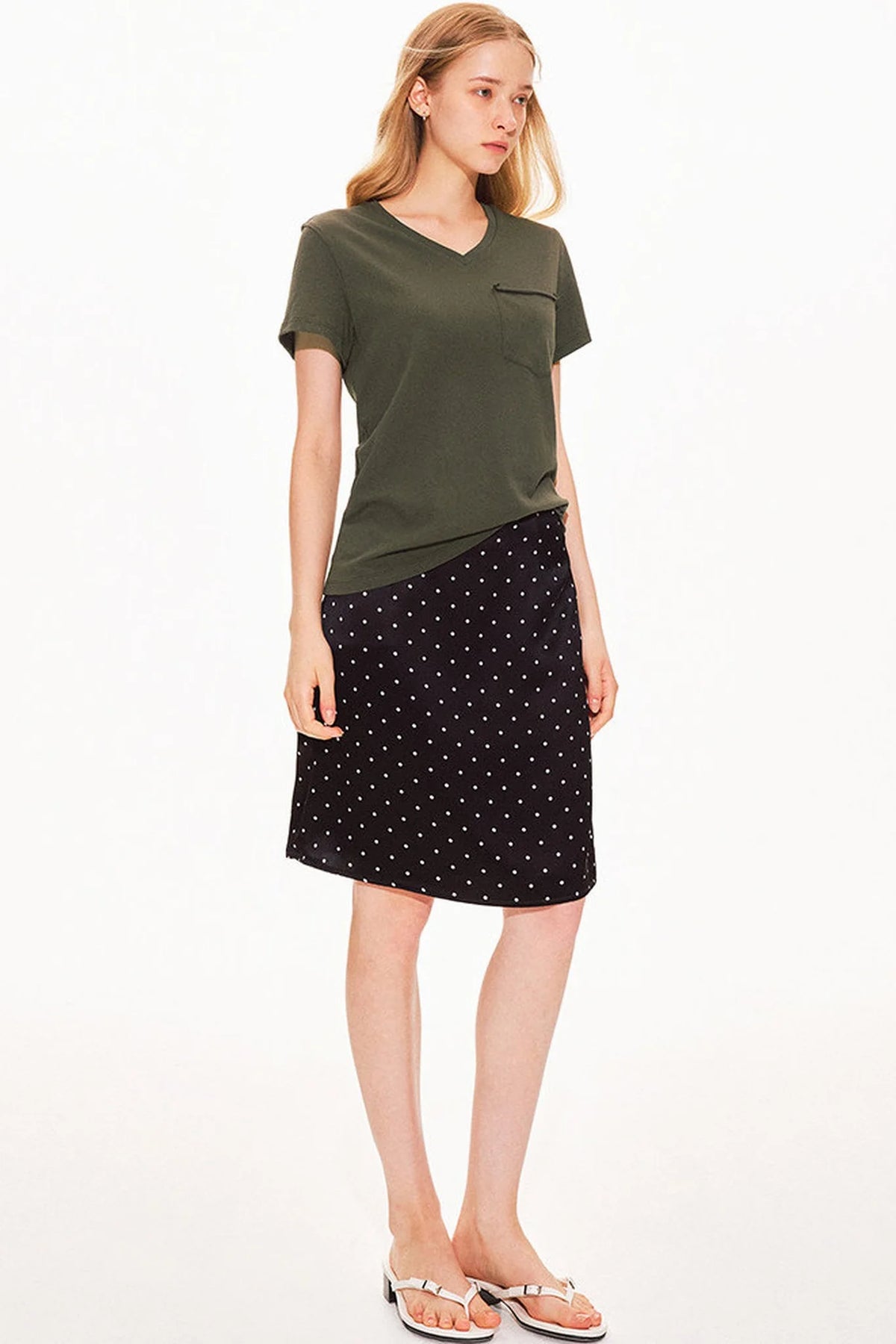 Acetate Satin Polka Dot Skirt