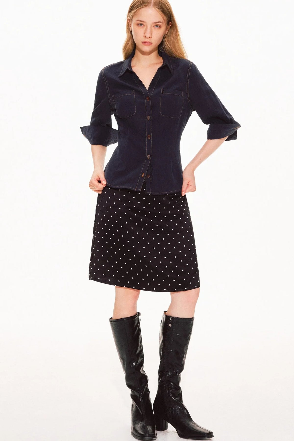 Acetate Satin Polka Dot Skirt
