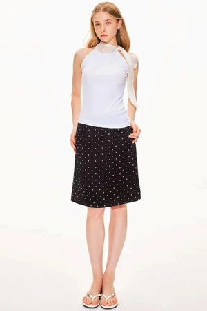 Acetate Satin Polka Dot Skirt