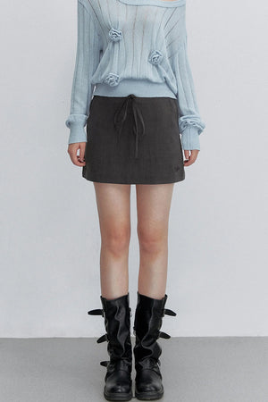 Adjustable Tie Tencel A-Line Skirt