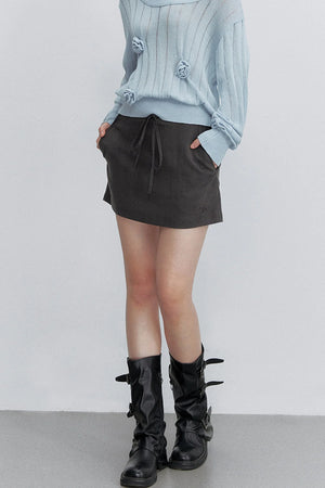 Adjustable Tie Tencel A-Line Skirt