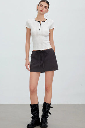 Adjustable Tie Tencel A-Line Skirt