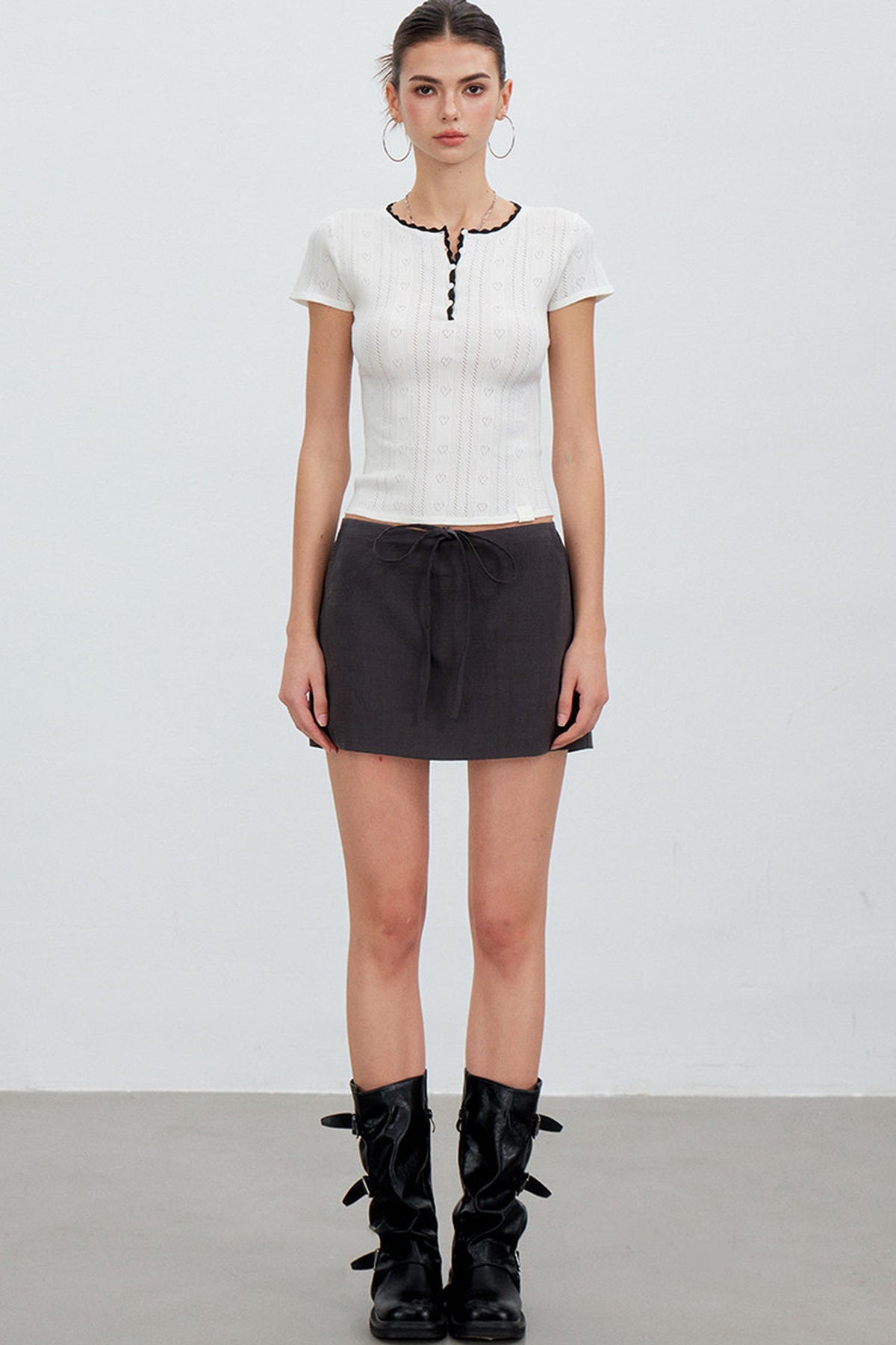 Adjustable Tie Tencel A-Line Skirt