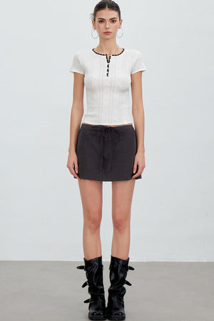 Adjustable Tie Tencel A-Line Skirt