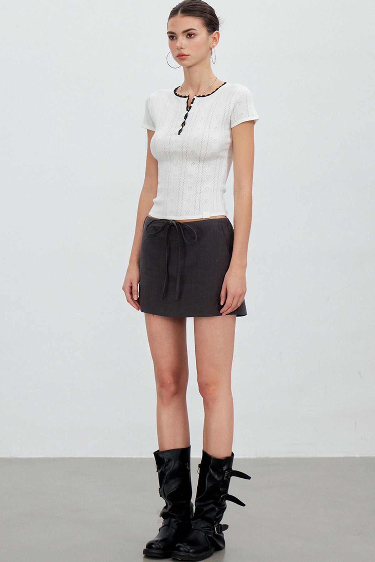 Adjustable Tie Tencel A-Line Skirt