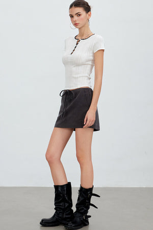 Adjustable Tie Tencel A-Line Skirt