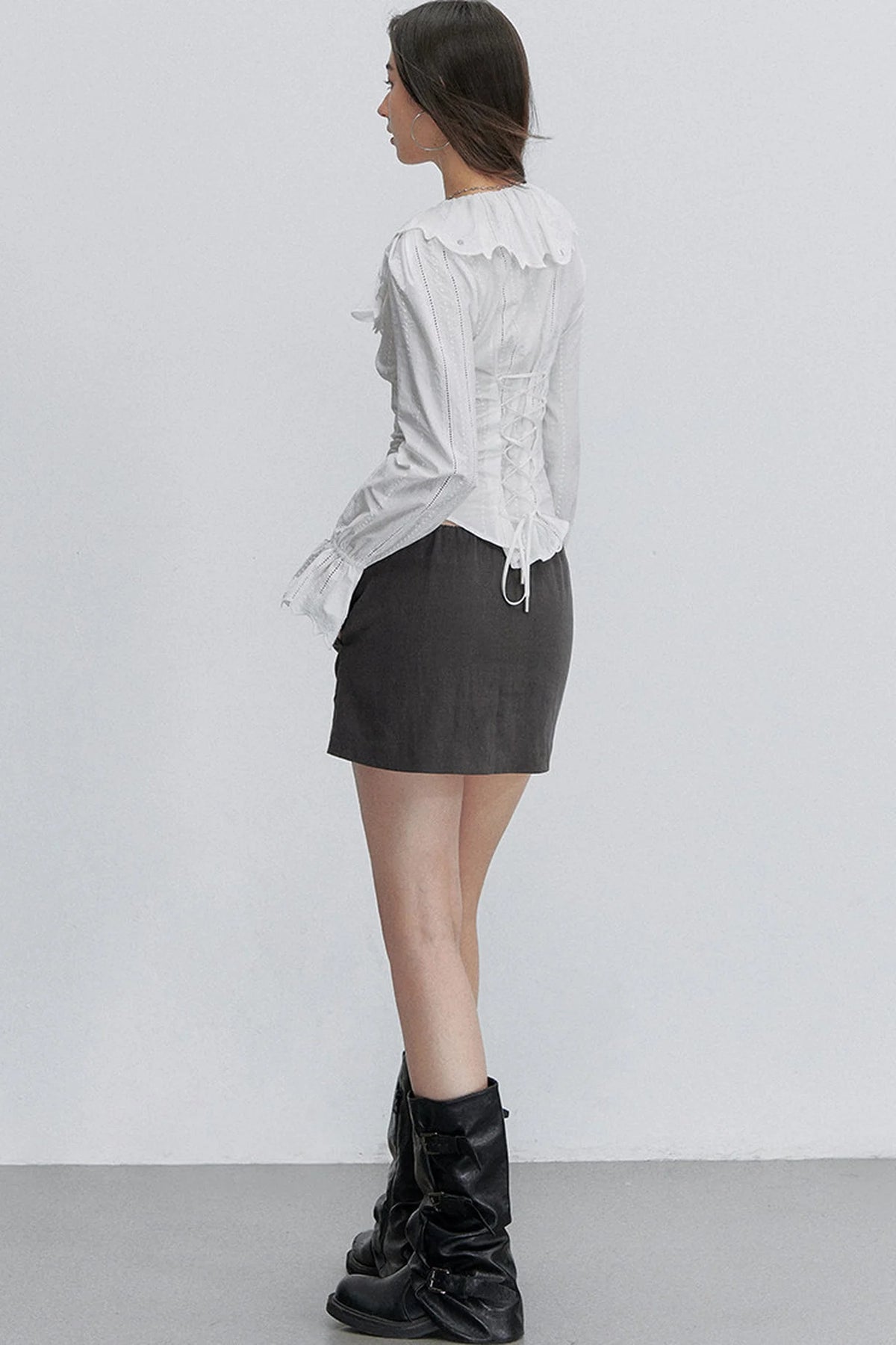 Adjustable Tie Tencel A-Line Skirt