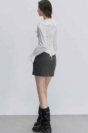 Adjustable Tie Tencel A-Line Skirt