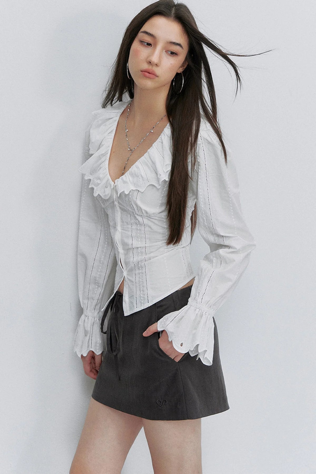 Adjustable Tie Tencel A-Line Skirt