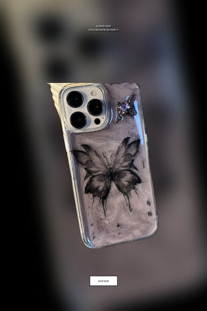 Pinterest Pin for Aesthetic Butterfly Rhinestone iPhone Case - Marble Swirl Design iPhone 15 / Marble Butterfly