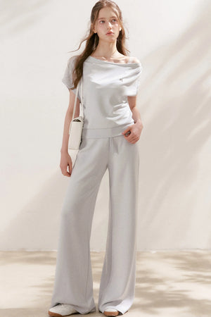 Air-Layer Asymmetric T-Shirt And Trousers Set-Up