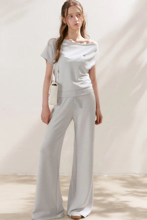 Air-Layer Asymmetric T-Shirt And Trousers Set-Up