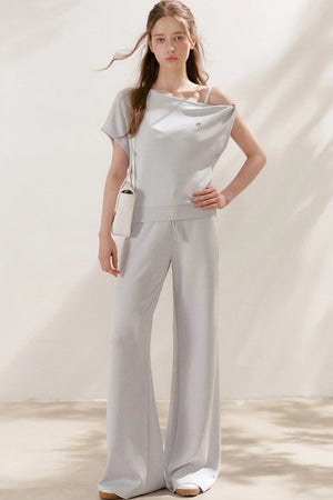 Air-Layer Asymmetric T-Shirt And Trousers Set-Up