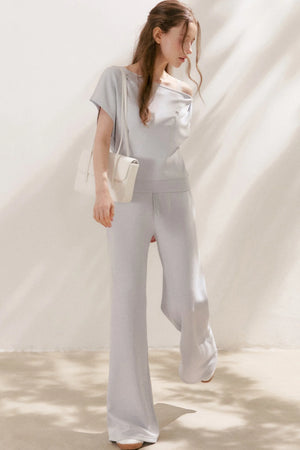 Air-Layer Asymmetric T-Shirt And Trousers Set-Up