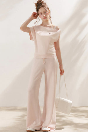 Air-Layer Asymmetric T-Shirt And Trousers Set-Up