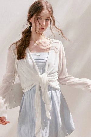 Airy Knit Tie-Up Cardigan
