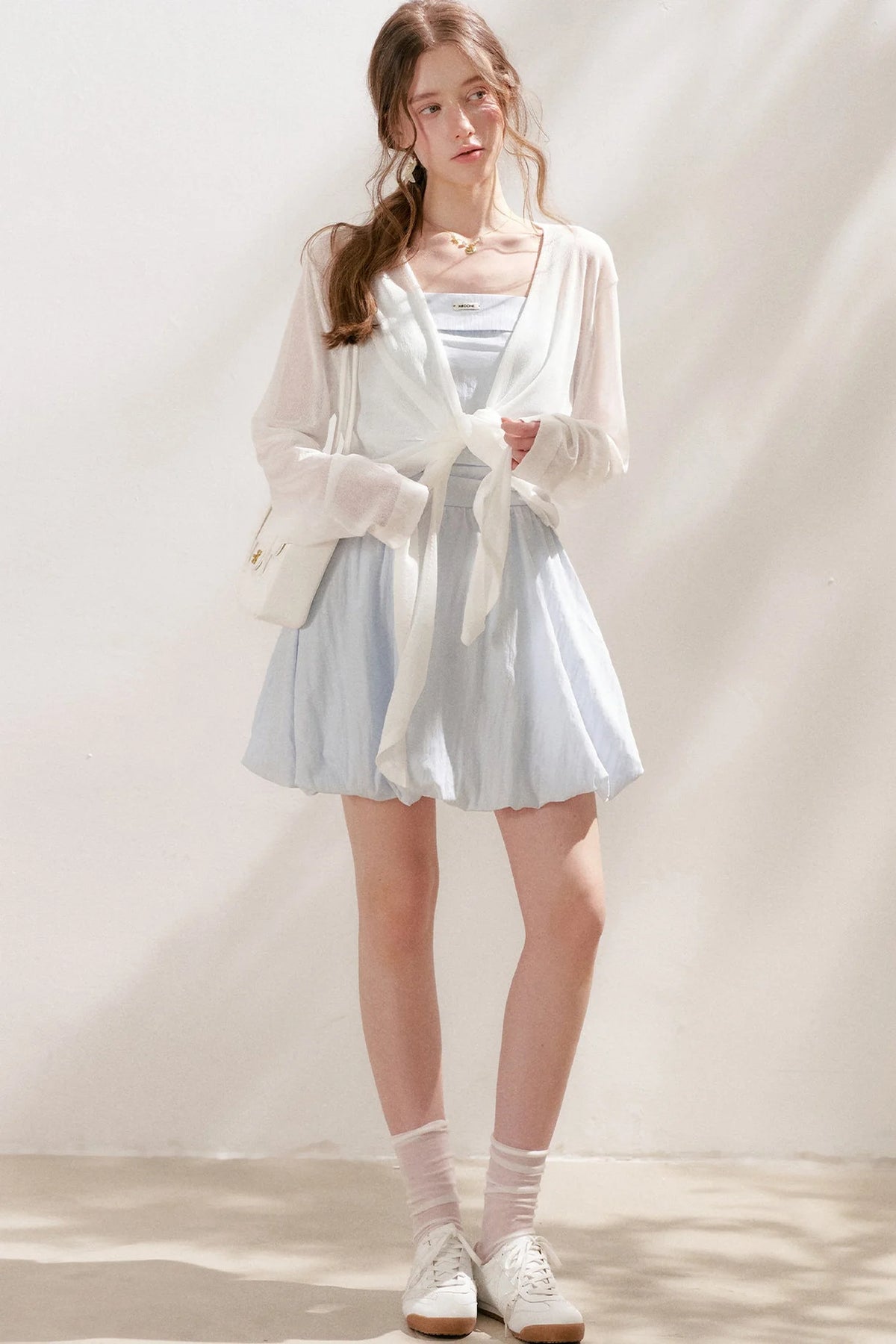 Airy Knit Tie-Up Cardigan