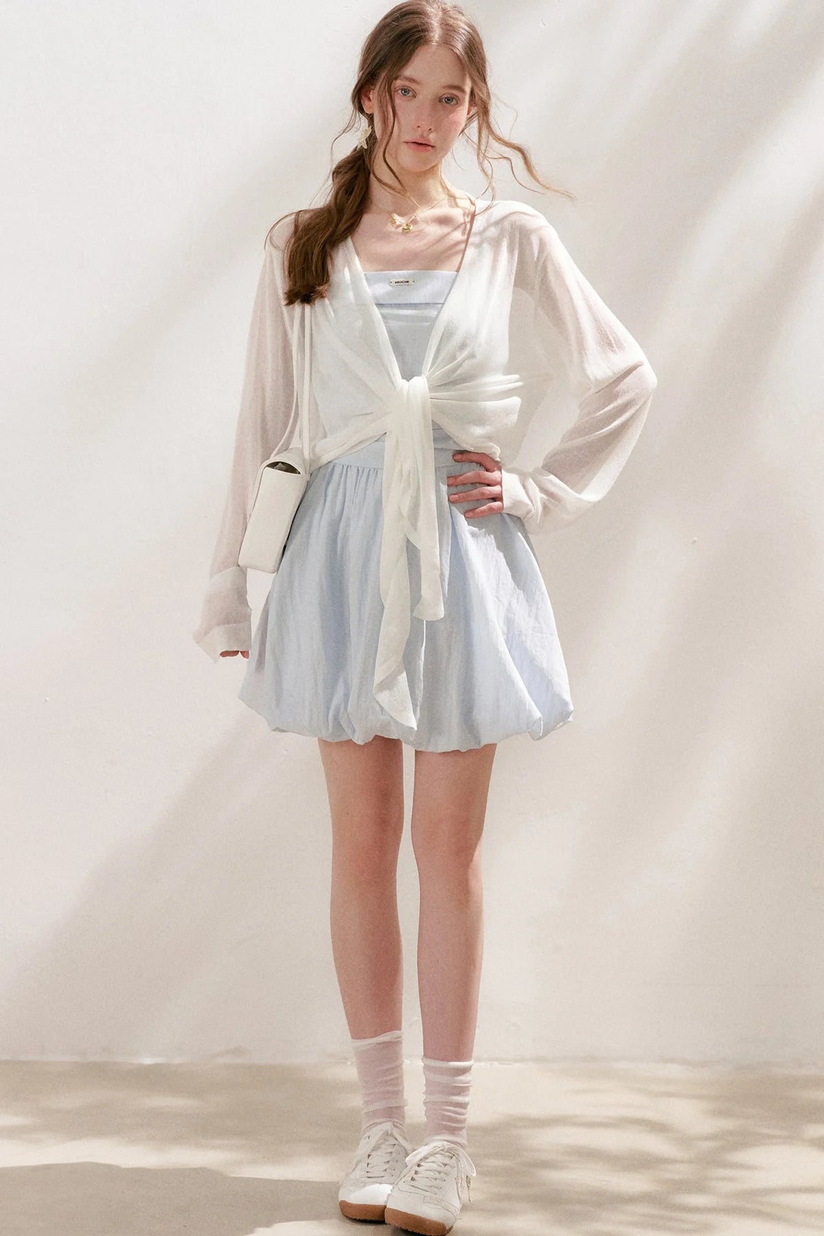 Airy Knit Tie-Up Cardigan