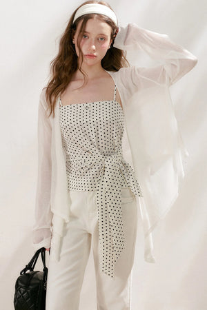 Airy Knit Tie-Up Cardigan