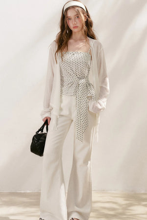 Airy Knit Tie-Up Cardigan