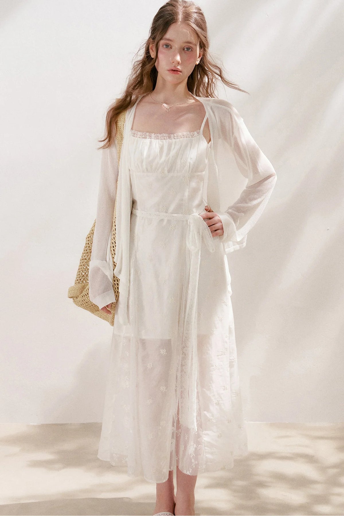 Airy Knit Tie-Up Cardigan