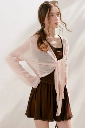 Airy Knit Tie-Up Cardigan