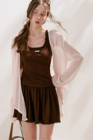 Airy Knit Tie-Up Cardigan