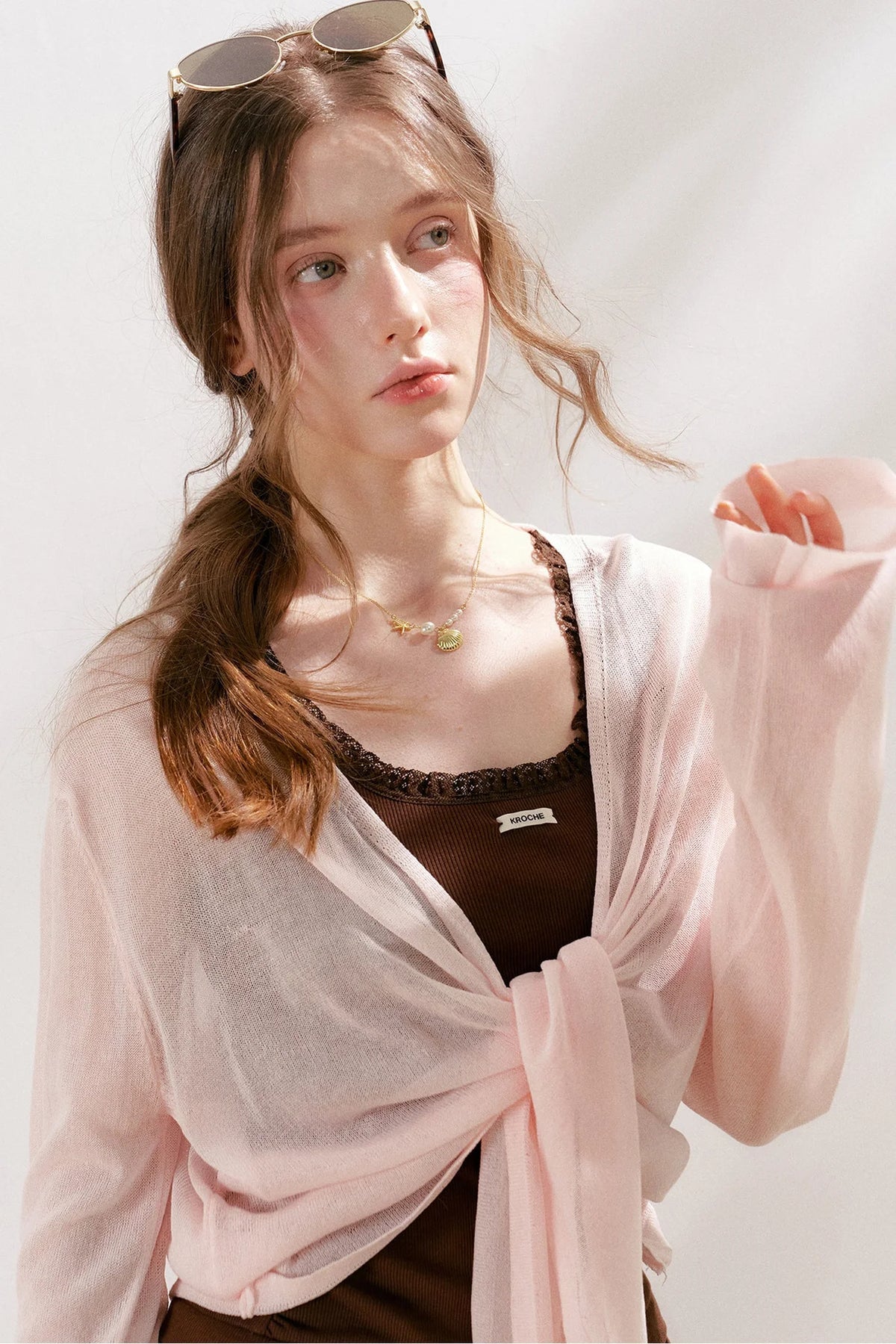 Airy Knit Tie-Up Cardigan