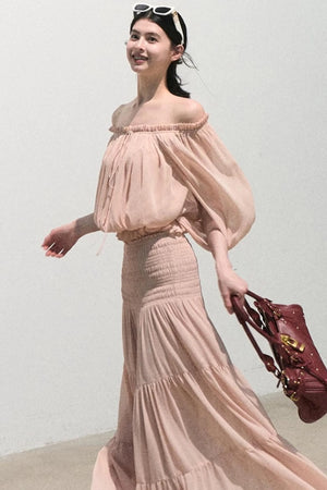 Airy Off-Shoulder Chiffon Blouse