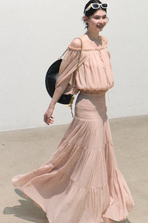 Airy Off-Shoulder Chiffon Blouse