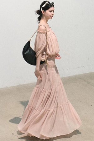 Airy Off-Shoulder Chiffon Blouse