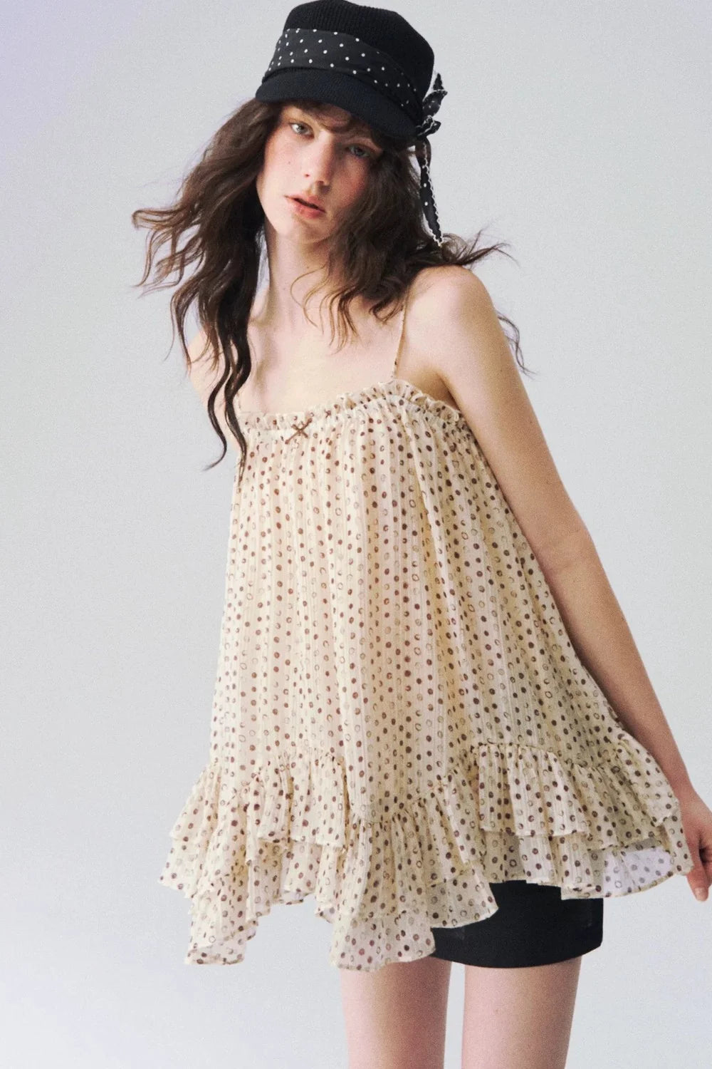 Airy Polka Dot Camisole Top