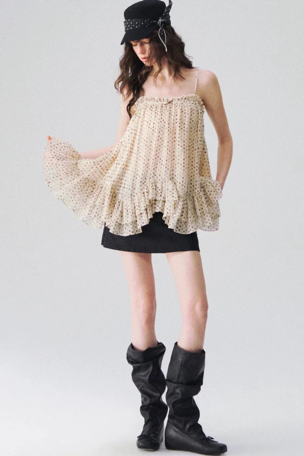 Airy Polka Dot Camisole Top