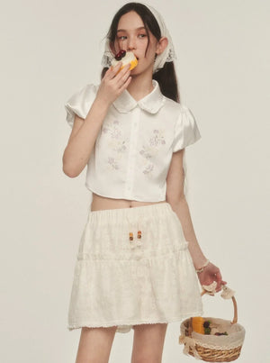 Airy Puff Sleeve Lace Shirt