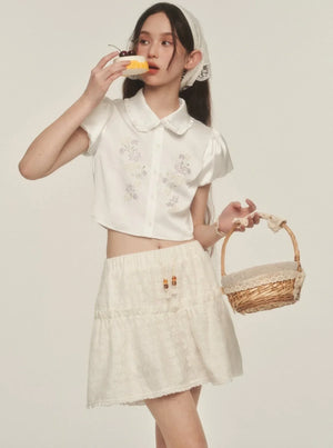 Airy Puff Sleeve Lace Shirt